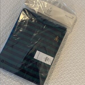 BNWT GAP Green and Black Striped Organic PJ set Size 12